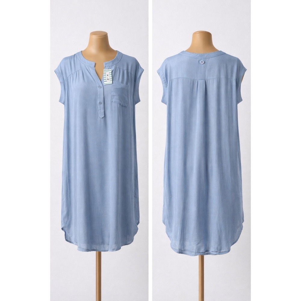 Tulip B Blue Tunic Dress Womens XL Lightweight Rayon Relaxed Casual‎ Minimalist